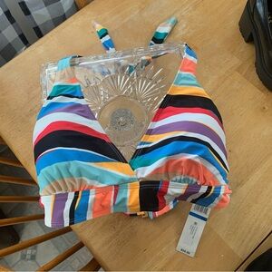 Anne Cole Multicolor Striped V-Neck Bikini Top
